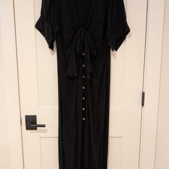Free People Vintage Summer Midi Dress in Black, size L - Picture 3 of 3